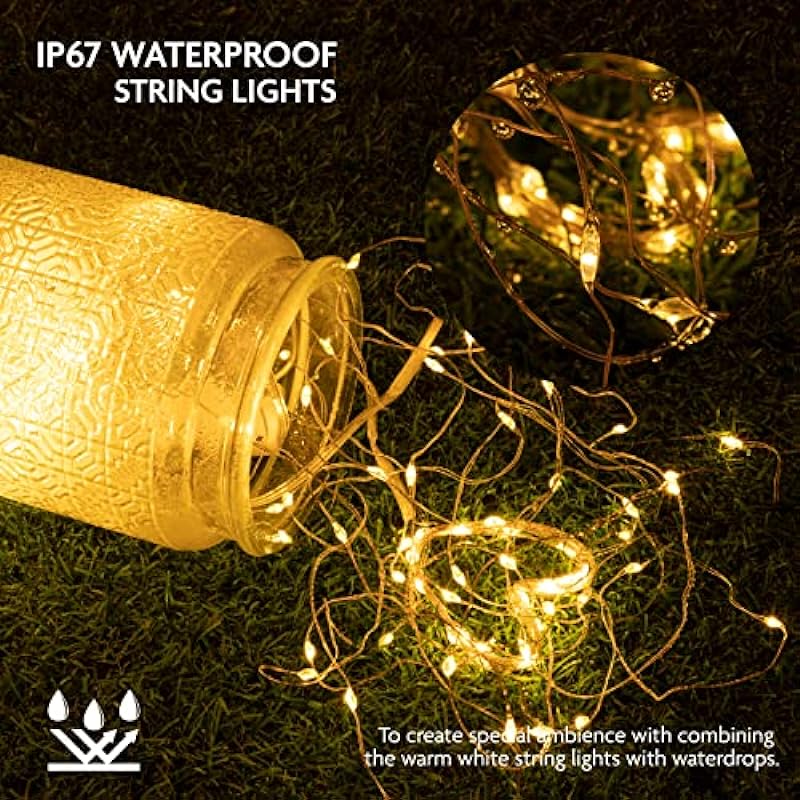12 Pack Fairy Lights Battery Operated String Lights, 7ft 20 Led Waterproof Copper Wire Firefly Starry for DIY Wedding Party Bedroom Christmas (Warm White)
