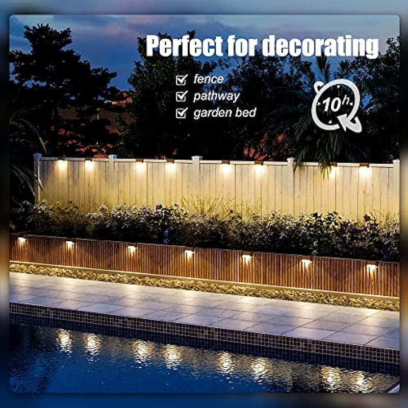 SOLPEX Solar Deck Lights Outdoor 16 Pack, Solar Step Lights Waterproof Led Solar lights for Outdoor Stairs, Step , Fence, Yard, Patio, and Pathway(Warm White)