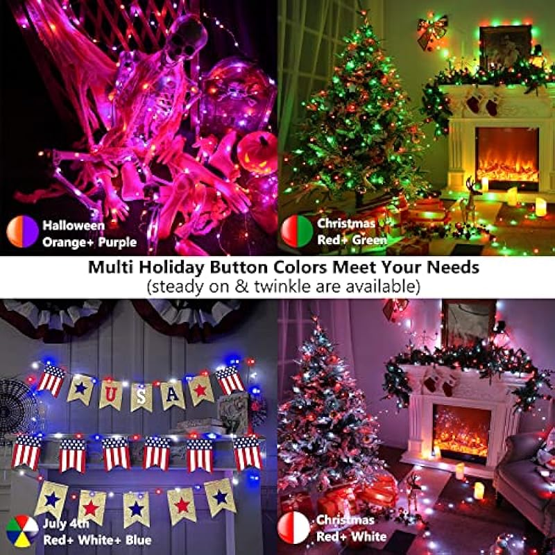 BrizLabs Christmas Fairy String Lights, 66ft 200 LED Color Changing Fairy Christmas Lights with Remote, Multi Color Rainbow Plugin Electric Xmas Tree Twinkle Lights for Halloween Christmas Indoor