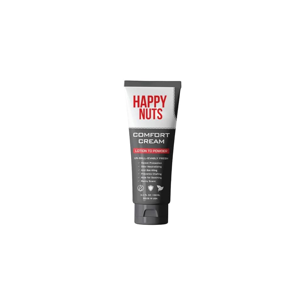 HAPPY NUTS Comfort Cream Deodorant For Men: Anti-Chafing Sweat Defense, Odor Control, Aluminum-Free Mens Deodorant & Hygiene Products for Men’s Private Parts 3.4 oz.(1 Pack, Original)
