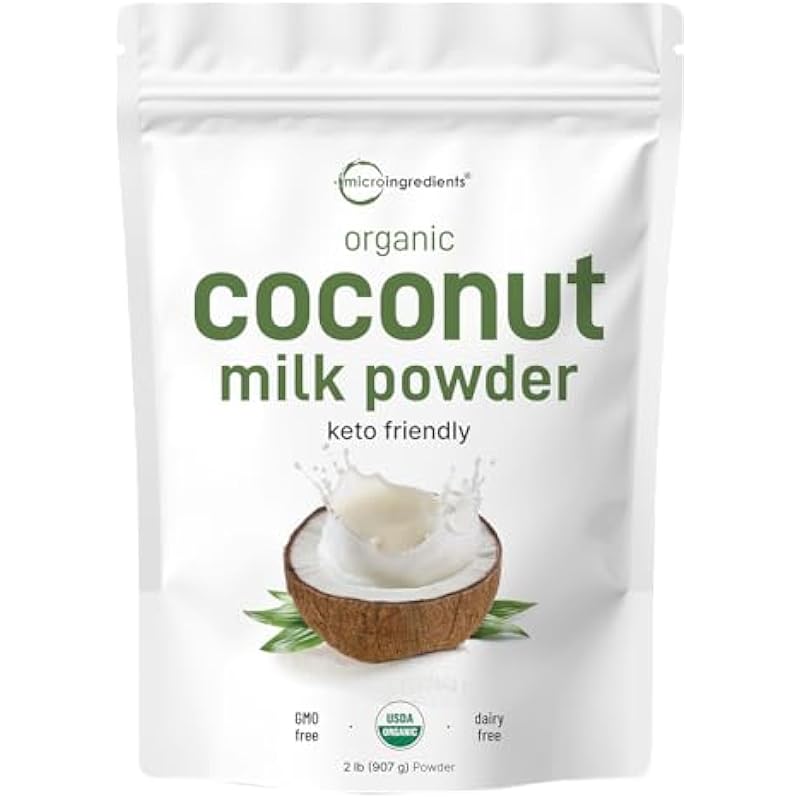 Micro Ingredients Organic Coconut Milk Powder, 2 Pound (32 Ounce), Plant-Based Creamer, Perfect for Coffee, Tea and Smoothie, Non-GMO and Keto Friendly