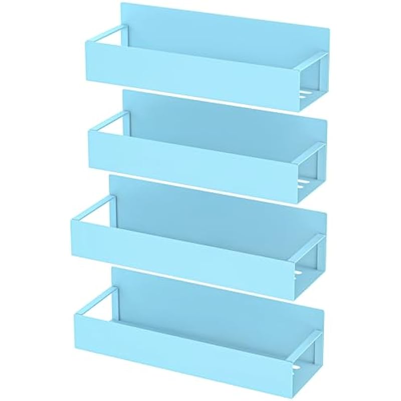 4 Pack Magnetic Spice Storage Rack Organizer for Refrigerator and Oven, Blue Fridge Organizers and Storage