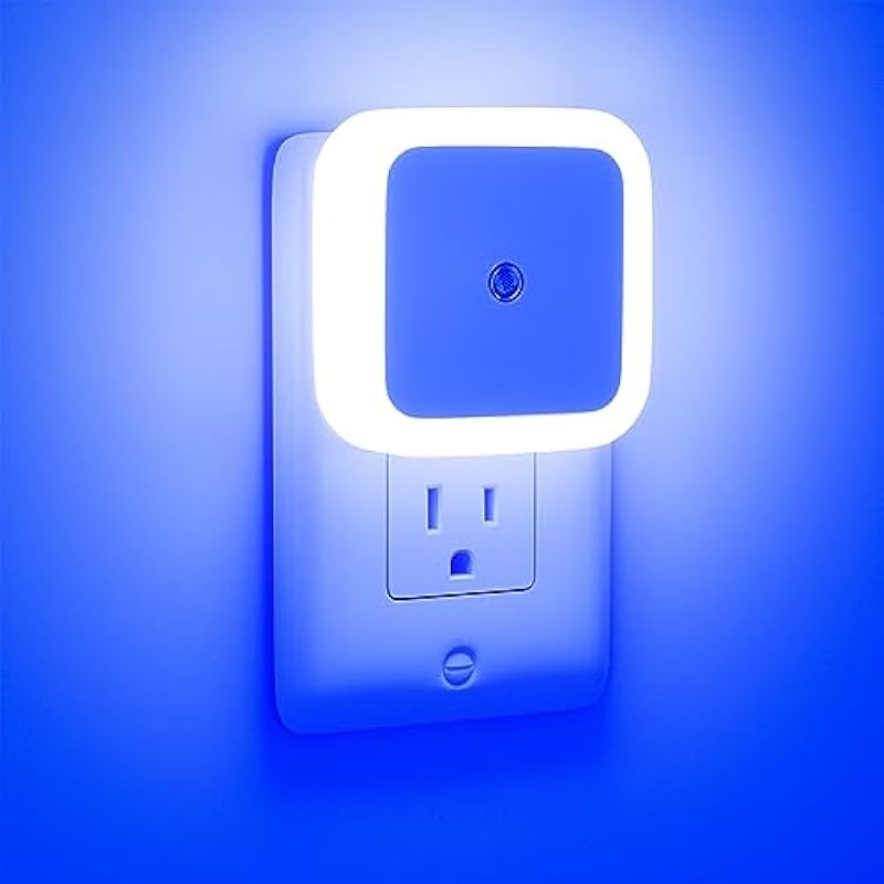 Sujeet Blue Plug-in Dusk to Dawn LED Night Lights for Kids Bedroom, Bathroom, Hallway (4-Pack)