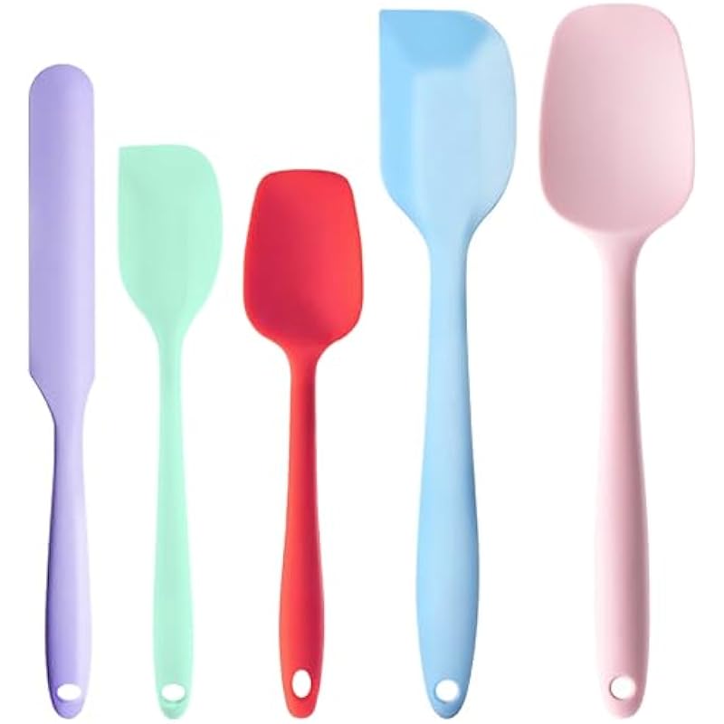 Silicone Spatula Set for Baking, Cooking, Scraping, and Mixing, 5 Pieces Rubber Kitchen Utensils with High Heat Resistant Non Stick Dishwasher Safe BPA-Free (Multicolor)