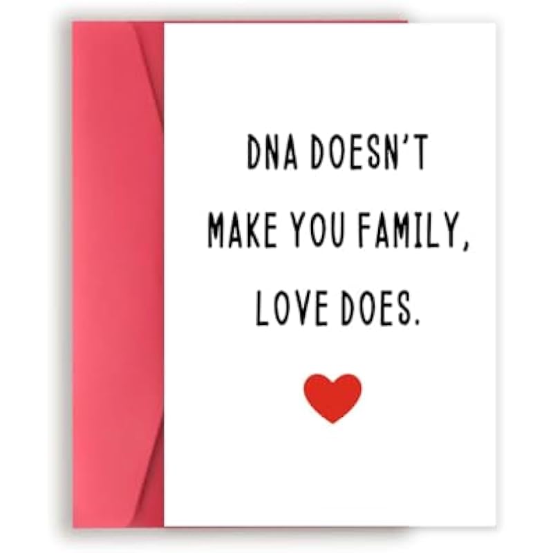 Funny Bonus Dad Card for Fathers Day, Fathers Day Card for Stepdad, Dad Birthday Gifts from Stepdaughter Stepson, Step Father’s Day Card, Dna Doesn’t Make You Family, Love Does