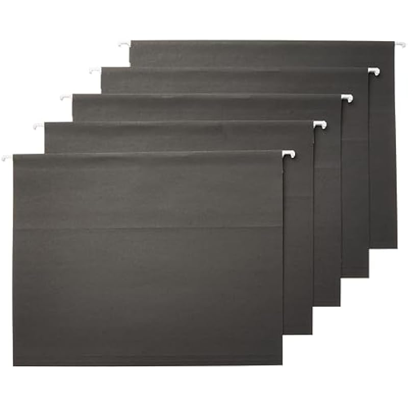 Amazon Basics Hanging File Folders, Letter Size, Black, 25-Pack