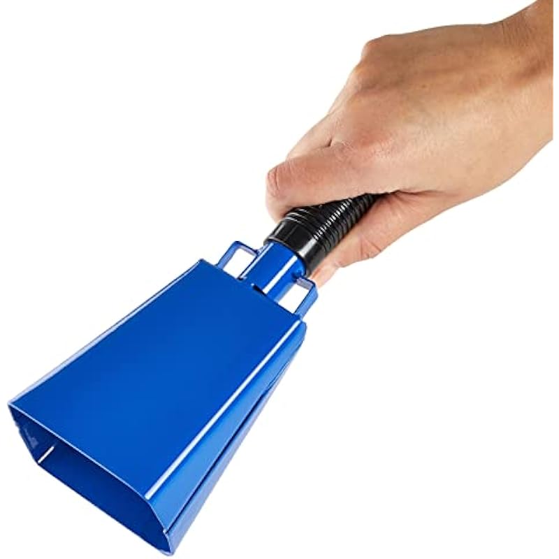 2 Pack 9-inch Cowbells for Sporting Events, Percussion Noise Makers with Handle for Football Games, Stadiums (Blue)