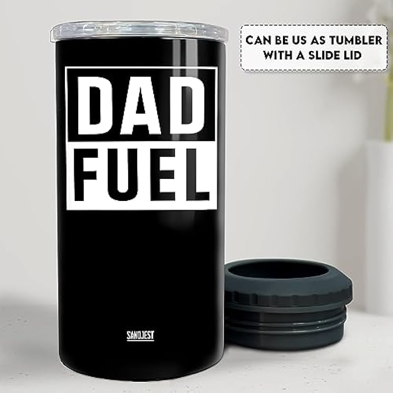 SANDJEST 4-in-1 Dad Tumbler Gifts for Dad from Daughter Son – 12oz Dad Fuel Can Cooler Tumblers Travel Mug Cup – Stainless Steel Insulated Cans Coozie Christmas, Birthday, Father’s Day Gift for Daddy