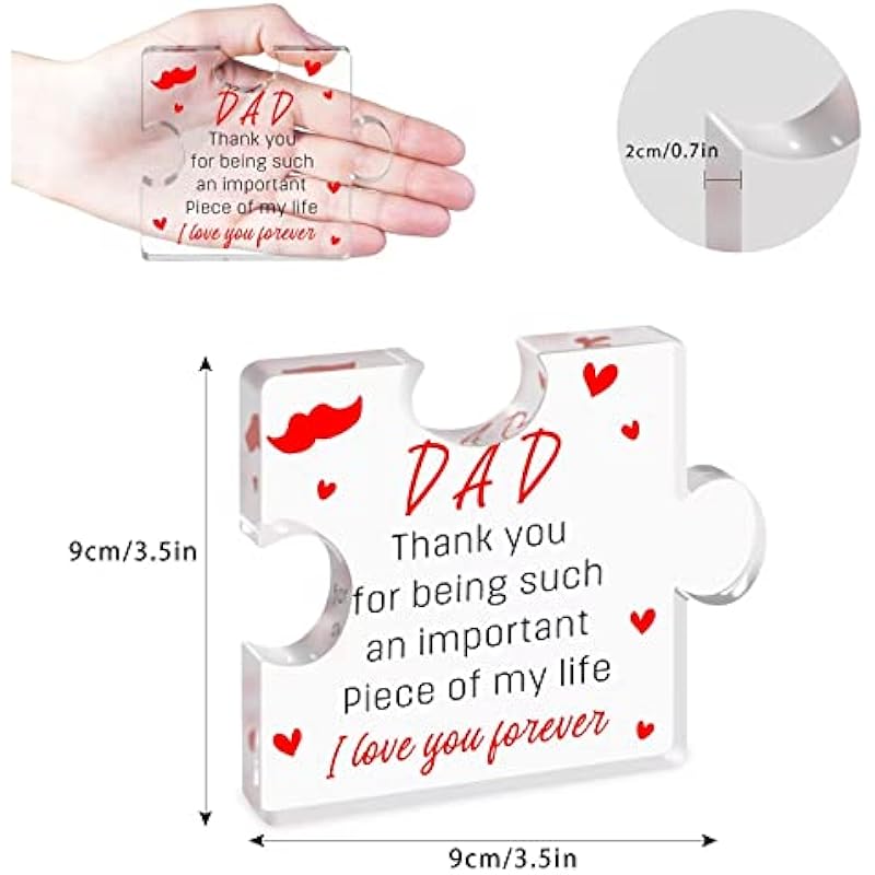 NANOOER Gifts for Dad from Daughter Son Wife,Fathers Day Dad Gifts,Dad Birthday Gift Ideas,Unique Dad Gifts,Acrylic Block 3.5×3.5 Inch Desk Decorations