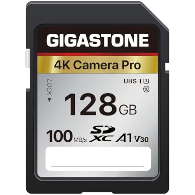 Gigastone 128GB SD Card V30 SDXC Memory Card High Speed 4K Ultra HD UHD Video Compatible with Canon Nikon Sony Pentax Kodak Olympus Panasonic Digital Camera, with 1 Mini case