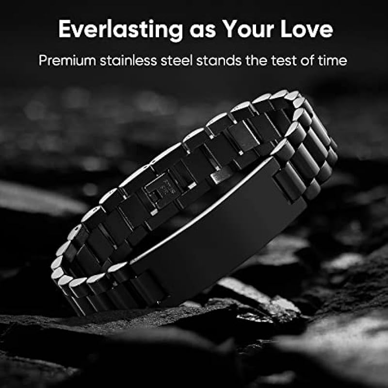 VNOX Fathers Day Gifts – Masculine Watch Band Stainless Steel Link Bracelet Personalized Jewelry Gift for Men DAD Father Husband Boyfriend