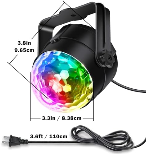 3-Pack Disco Balls Party Light with Remote Control, 7-Color Sound Activated Music Sync DJ Stage Strobe Lights for 2024 Graduation Party Decorations Supplies Bachelorette Dance Happy Birthday