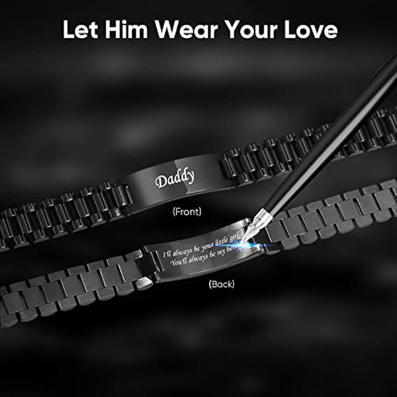 VNOX Fathers Day Gifts – Masculine Watch Band Stainless Steel Link Bracelet Personalized Jewelry Gift for Men DAD Father Husband Boyfriend