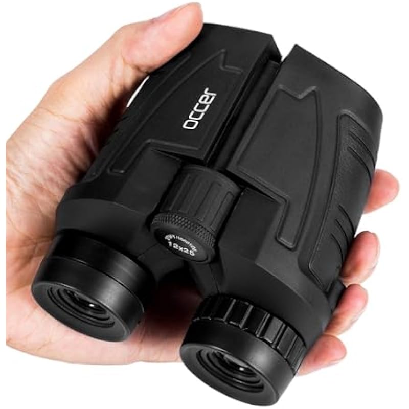 Occer 12×25 Compact Binoculars for Adults and Kids – Large Eyepiece Waterproof Binoculars for Bird Watching – High Powered Easy Focus Binoculars with Low Light Vision for Outdoor Hunting Travel