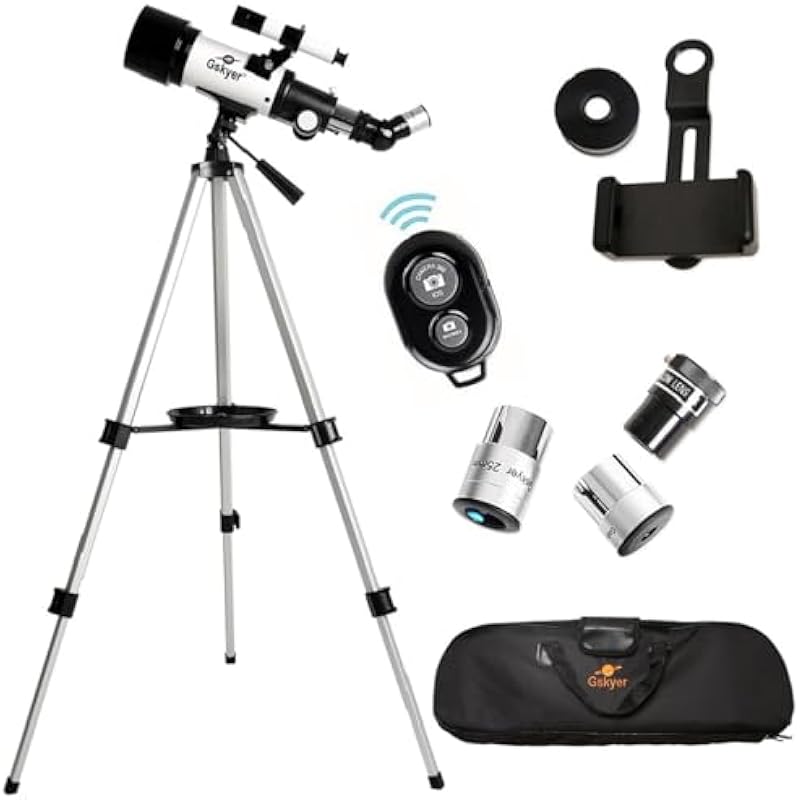 Gskyer Telescope, 70mm Aperture 400mm AZ Mount Astronomical Refracting Telescope for Kids Beginners – Travel Telescope with Carry Bag, Phone Adapter and Wireless Remote