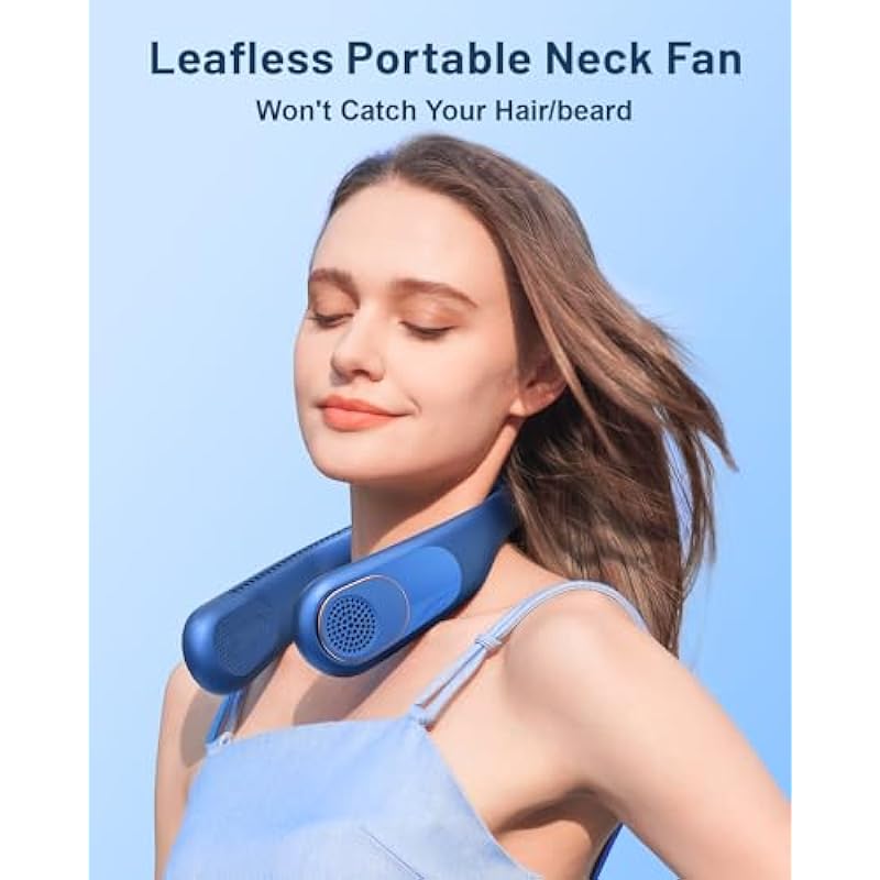 SWEETFULL Portable Neck Fan 360° Cooling Bladeless Personal Fan | No Hair Twisting – 4000mAh USB Rechargeable Wearable Fan for Travel, Birthday Gifts for Men, Women, Mom, and Dad