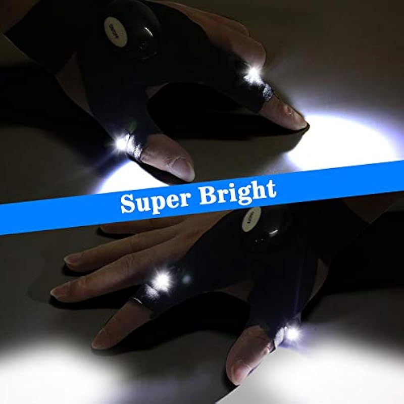 Fathers Day Dad Gifts from Daughter Son Wife, LED Flashlight Gloves Gifts for Men Dad Boyfriend Husband, Hands-Free Finger Lights for Fishing Repairing, Cool Gadget Tools Birthday Christmas Gift