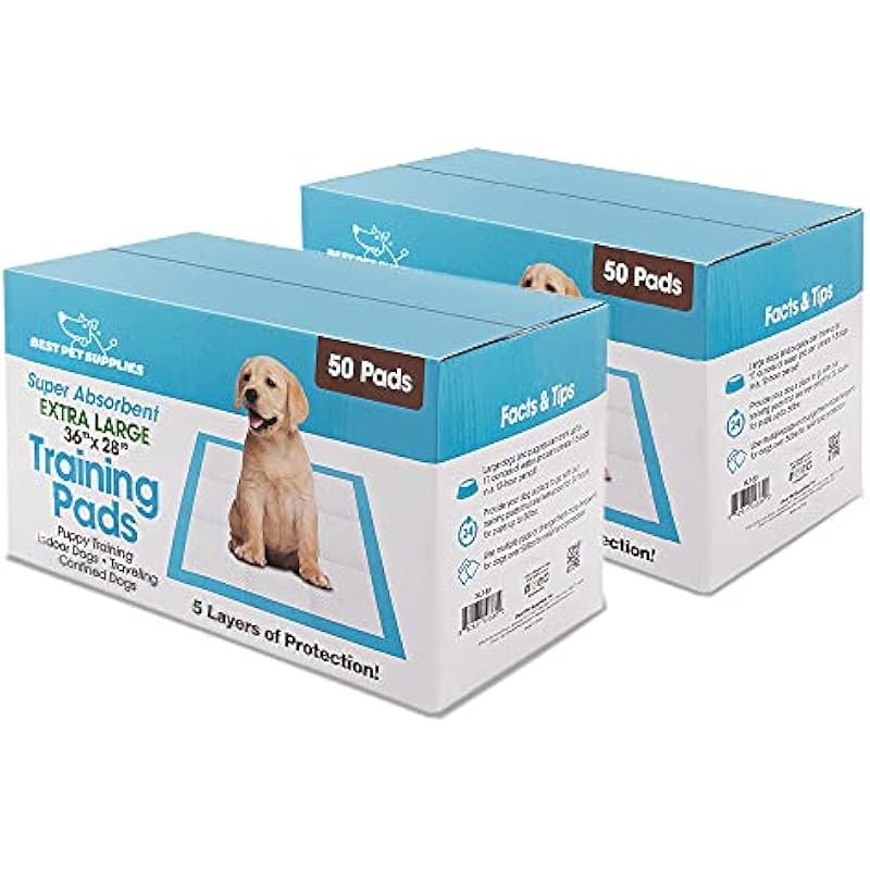 Best Pet Supplies, XL (36″ x 28″) Disposable Puppy Pads for Whelping Puppies and Training Dogs, 100 Pack – Ultra Absorbent, Leak Resistant, and Track Free for Indoor Pets – Baby Blue