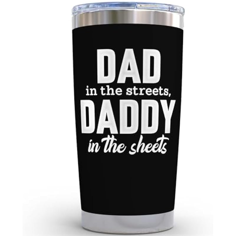 KLUBI Father’s Day Gifts from Wife Dad In The Streets Daddy In The Sheets Cup Birthday Gifts for Husband from Wife 20oz Dad Coffee Tumbler Funny Father’s Day Gifts for Him Boyfriend Gifts for Birthday