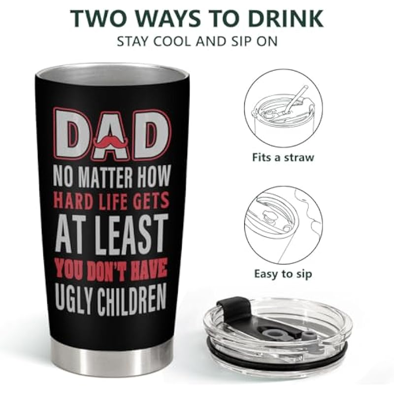 34HD Father Day Dad Gifts from Daughter Son Wife, Funny Gifts for Dad New Dad Bonus Dad Stepdad Papa Father in Law Husband, Funny Dad Tumbler 20 Oz, Cup for Dad