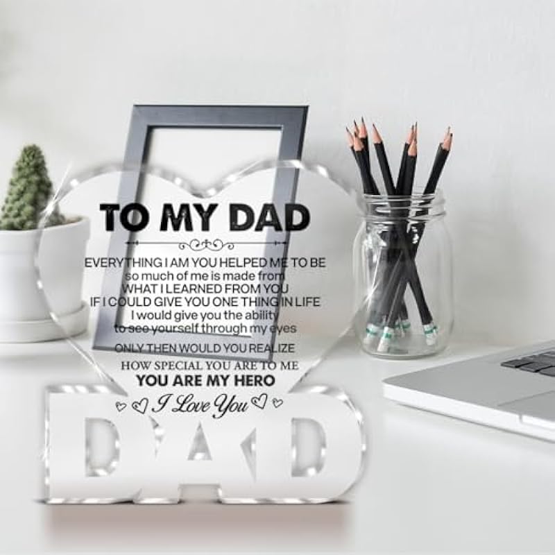 Dad Gifts Cool Gifts for Dads Fathers Day Birthday From Son Daughter, Best Dad Acrylic Plaque Keepsake Gifts