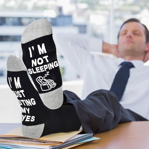 Dealswin Birthday Gifts for Dad Fathers Day Gift for Men Husband Grandpa, I’m Not Sleeping I’m Just Resting My Eyes Socks