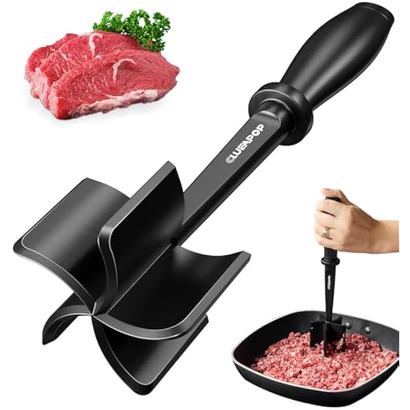 Meat Chopper, Hamburger Smasher Tool, Ground Beef Chopper Tool and Premium Heat Resistant Masher, Ground Turkey and More, Nylon Ground Beef Chopper Tool and Meat Fork, Non Stick Mix Chopper