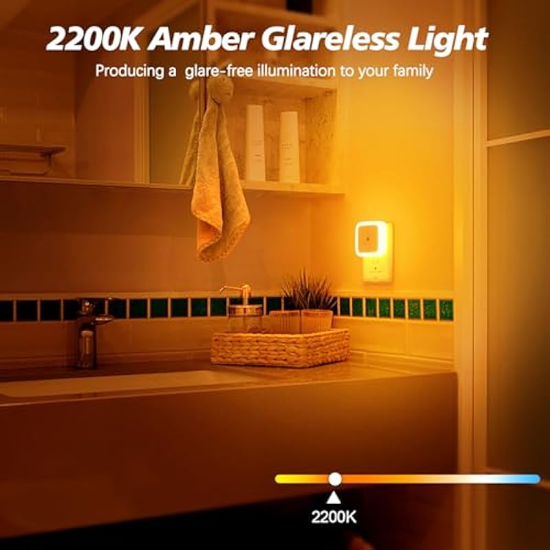 Sujeet Amber Night Light,Night Lights Plug into Wall 4-Pack, Nightlight Plug in Night Light, Dusk to Dawn Night Lamp Led Night Light for Kids Bedroom, Bathroom