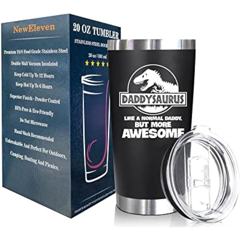 NewEleven Father day Gifts For Dad From Daughter, Son, Kids – Birthday Gift For Dad, Husband, Men – Best Present Idea For Father, Husband, Bonus Dad From Daughter, Son, Wife – 20 Oz Tumbler