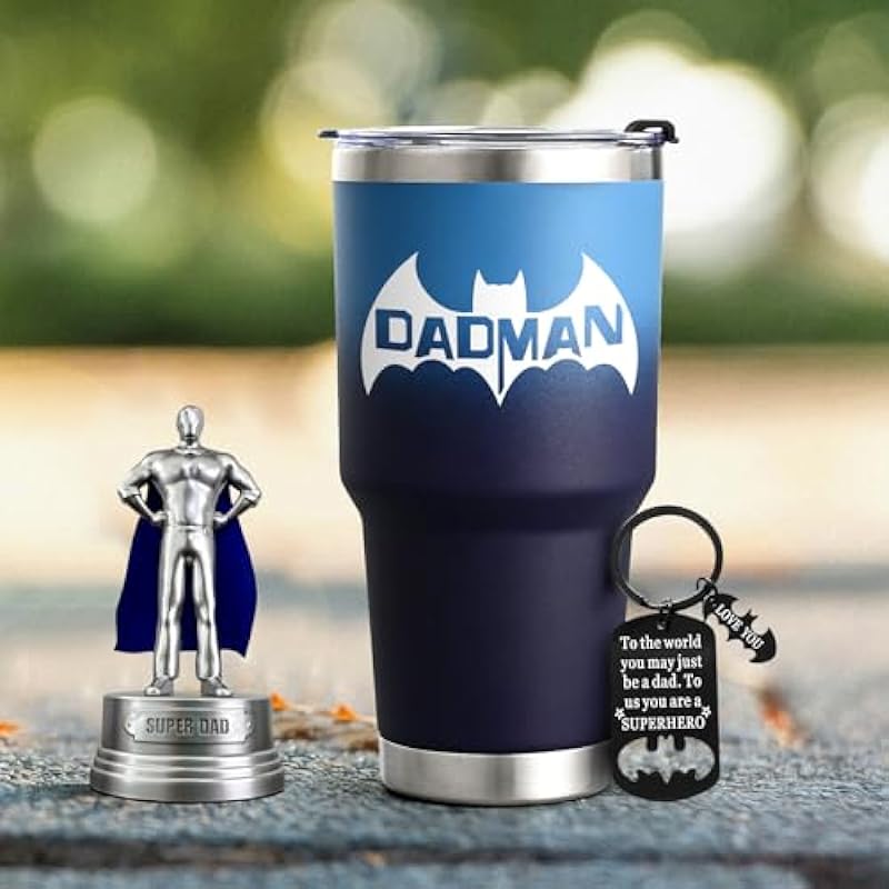 Lifecapido Dad Gifts, Fathers Day Gift for Dad from Daughter Son, Cool Gifts for Dad Father, Dad Birthday Gifts, Christmas Gifts for Dad Daddy, Super Dadman, 20oz Insulated Travel Tumbler, Blue