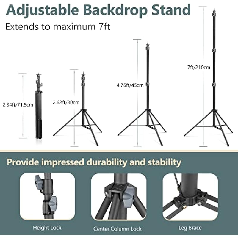 Aureday Backdrop Stand, 10x7Ft Adjustable Photo Backdrop Stand Kit with 4 Crossbars, 6 Background Clamps, 2 Sandbags, and Carrying Bag for Parties/Wedding/Photography/Festival Decoration