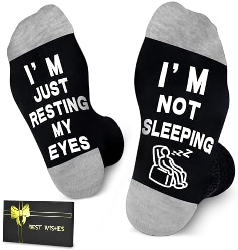 Dealswin Birthday Gifts for Dad Fathers Day Gift for Men Husband Grandpa, I’m Not Sleeping I’m Just Resting My Eyes Socks