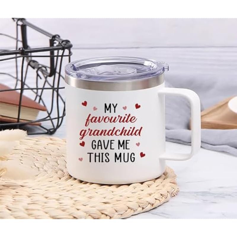 Father Day Gifts for Grandpa, Grandfather – My Favorite GrandChild Gave Me This Mug Tumbler – Grandma Coffee Cup, Grandpa Gift, Idea Present for Grandparents – Christmas, Birthday, Grandma Travel Mug