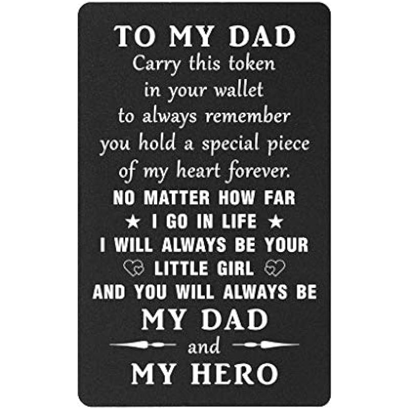 TANWIH Fathers Day Dad Gifts from Daughter – Dad I Will Always Be Your Little Girl – Dad Birthday Gifts Wallet Card from Daughter – My Hero Dad Deployment Gifts, Christmas