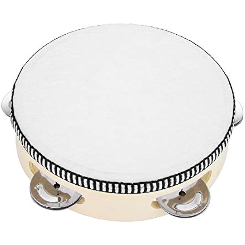 Hand Held Tambourine Drum 6 inch Bell Birch Metal Jingles Percussion Gift Musical Educational Drum Instrument for KTV Party Kids Games (6 inch)