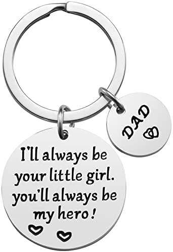 Father’s Day Gift – Dad Gifts from Daughter for Birthday Christmas, I’ll Always Be Your Little Girl, You Will Always Be My Hero Keychain, Dad Valentine’s Day Gifts, Father Daughter Gifts