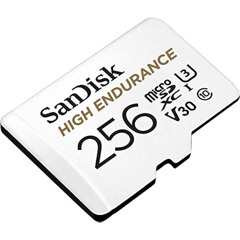 SanDisk 256GB High Endurance Video microSDXC Card with Adapter for Dash Cam and Home Monitoring systems – C10, U3, V30, 4K UHD, Micro SD Card – SDSQQNR-256G-GN6IA