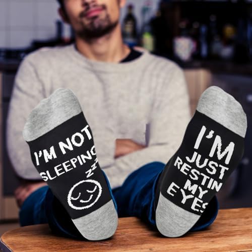 Dealswin Birthday Gifts for Dad Fathers Day Gift for Men Husband Grandpa, I’m Not Sleeping I’m Just Resting My Eyes Socks