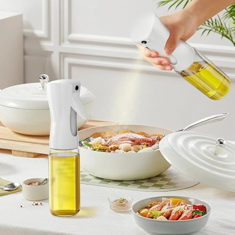 Oil Sprayer for Cooking -200ml Glass Olive Oil Sprayer,Oil spray bottle,Continuous Spray with Portion Control,Oil dispenser bottle for kitchen，Oil mister for air fryer,Cooking,Baking,Salad,Frying,BBQ