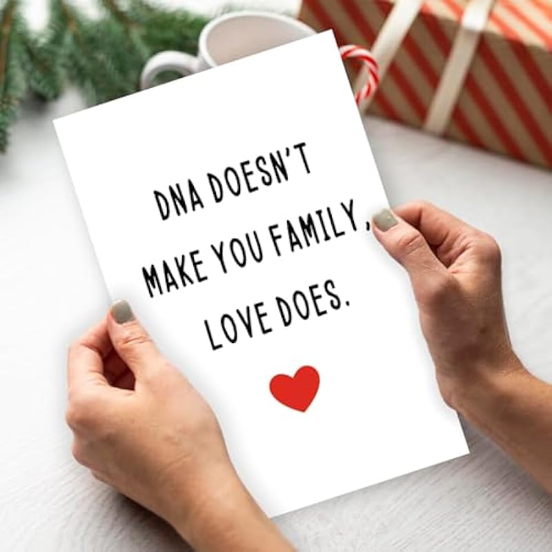 Funny Bonus Dad Card for Fathers Day, Fathers Day Card for Stepdad, Dad Birthday Gifts from Stepdaughter Stepson, Step Father’s Day Card, Dna Doesn’t Make You Family, Love Does
