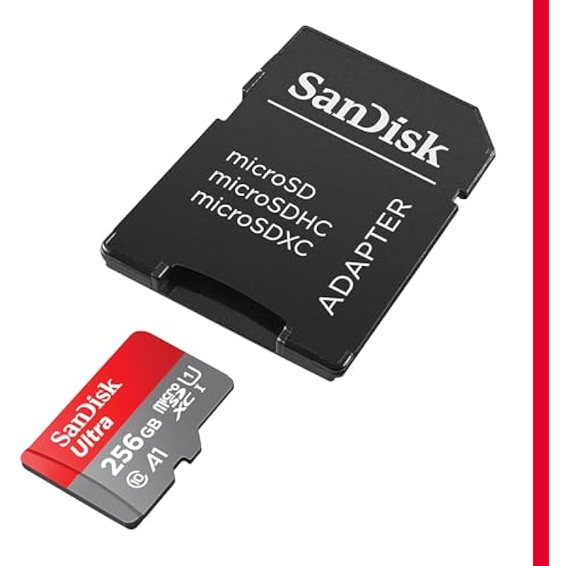SanDisk 256GB Ultra microSDXC UHS-I Memory Card with Adapter – Up to 150MB/s, C10, U1, Full HD, A1, MicroSD Card – SDSQUAC-256G-GN6MA [New Version]