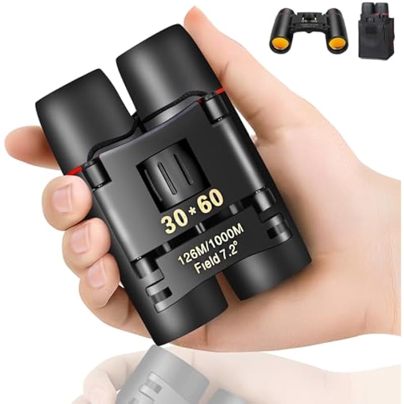 Compact Binoculars, HD Mini Portable Outdoor Binoculars, Pocket Lightweight Folding Binoculars for Adults and Children Bird Watching Hunting, Watching Shows, Traveling and Tourism,…