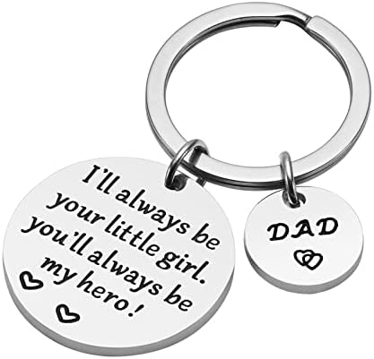 Father’s Day Gift – Dad Gifts from Daughter for Birthday Christmas, I’ll Always Be Your Little Girl, You Will Always Be My Hero Keychain, Dad Valentine’s Day Gifts, Father Daughter Gifts