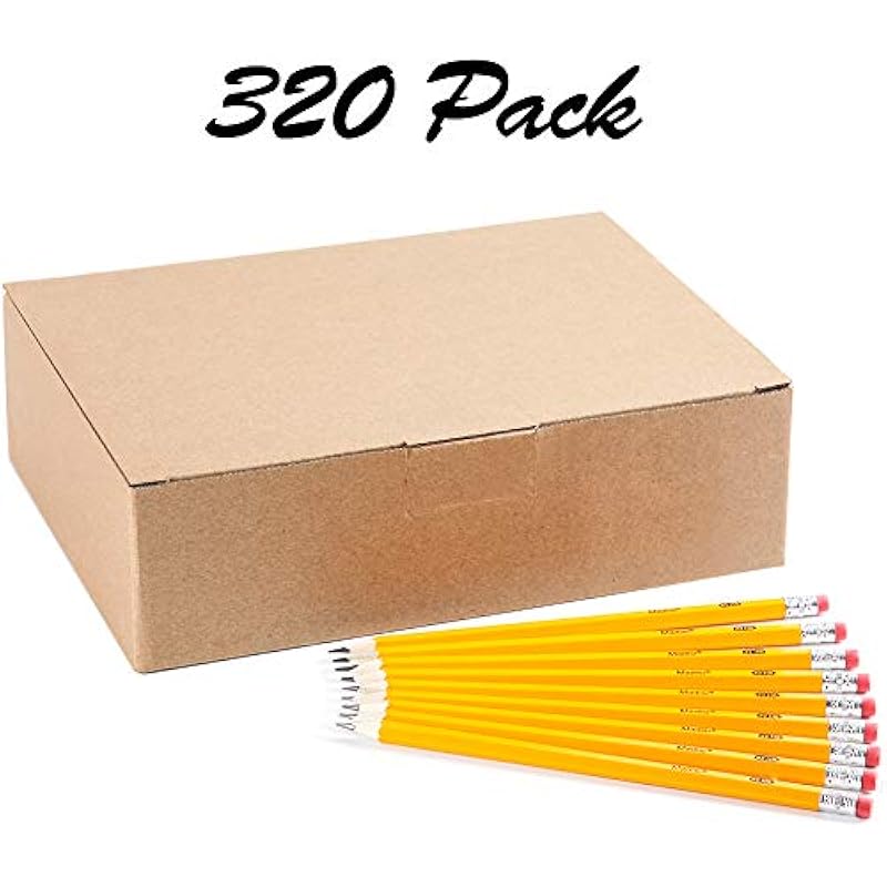Madisi Wood-Cased #2 HB Pencils, Yellow, Pre-sharpened, Bulk Pack, 320 pencils