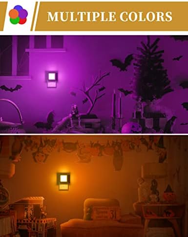 DORESshop Purple Night Light [2 Pack], Night Lights Plug Into Wall, Night Light, Dusk to Dawn Sensor, LED Night Light Adjustable Brightness, Bedroom, Bathroom, Hallway, Stairs, Halloween, Party