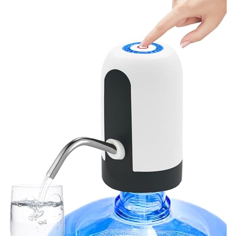 Water Dispenser for 5 Gallon Bottle, Portability Electric Water Pump with USB Data Cable,White Automatic Drinking Water Bottle Pump for Travel, Kitchen, Home, Office