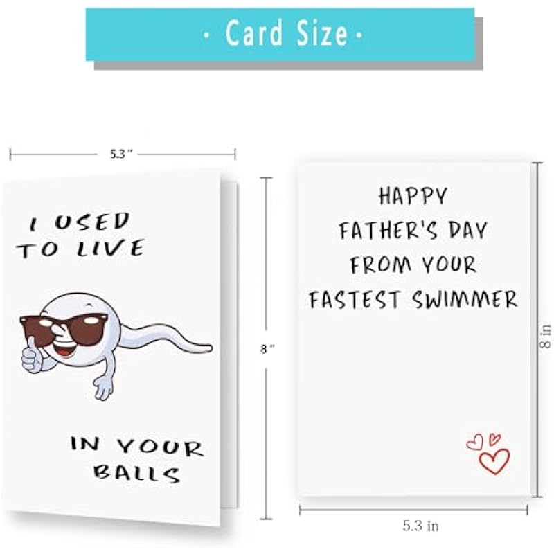 Cute First Fathers Day Card for New Dad, Two-sided 1st Fathers Day Gift from Baby Girl Boy, I Used to Live in Your Balls