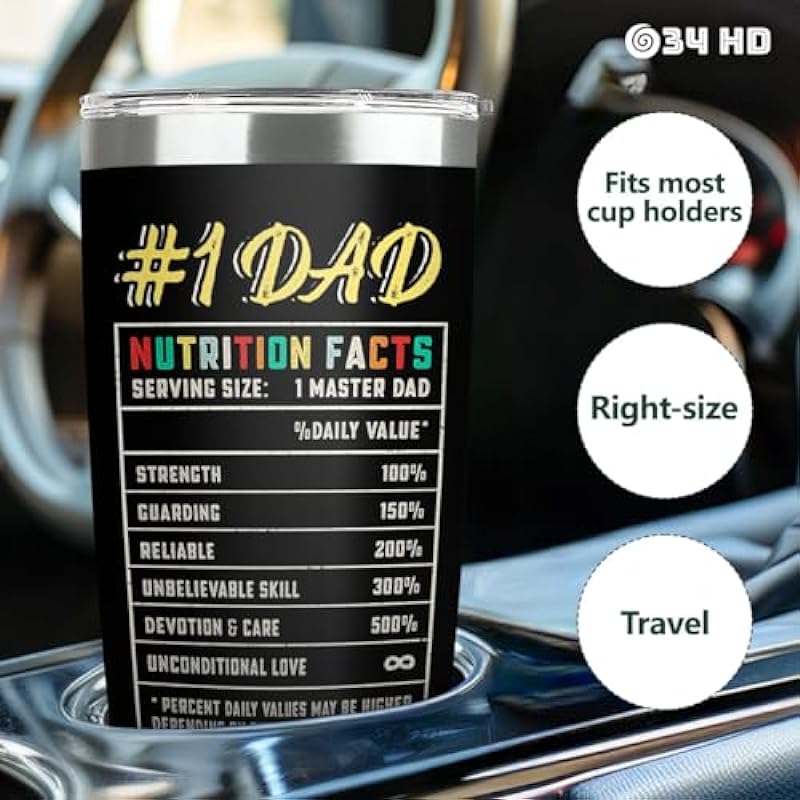 34HD Dad Gifts for Fathers Day, Dungeon Dad Tumbler with Lid 20 oz Stainless Steel, Dungeon Coffee Mug, Fathers Day Cup, Father Day Gifts from Daughter