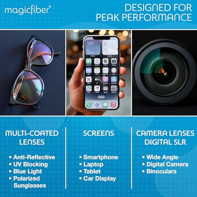 MagicFiber Microfiber Cleaning Cloth, 6 Pack – Premium Cloth for Glasses, Lens, Screens & More