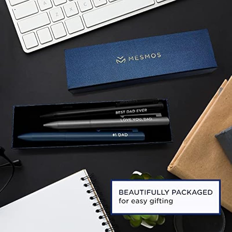 MESMOS 3Pk Luxury Fancy Pen Set, Birthday Gifts for Dad, Gifts for Fathers Day from Daughter Son Wife, Presents for Dad Birthday Gift, Cool Black Pens, Best Dad Ever Gifts, Metal Ballpoint Pens